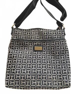 Tommy Hilfiger Monogram Crossbody Bag Black H Logo Shoulder Purse